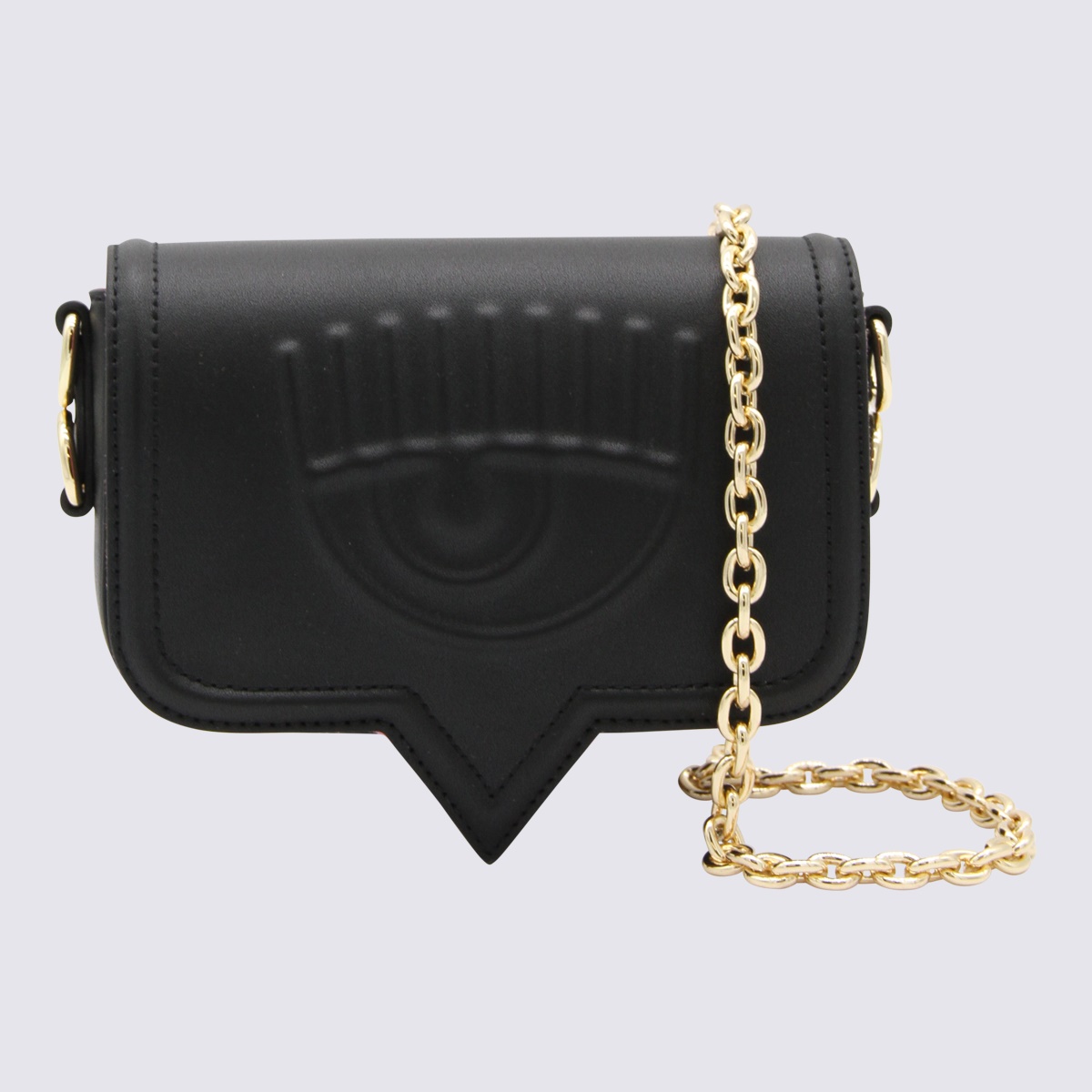 Black Faux Leather Eyelike Shoulder Bag