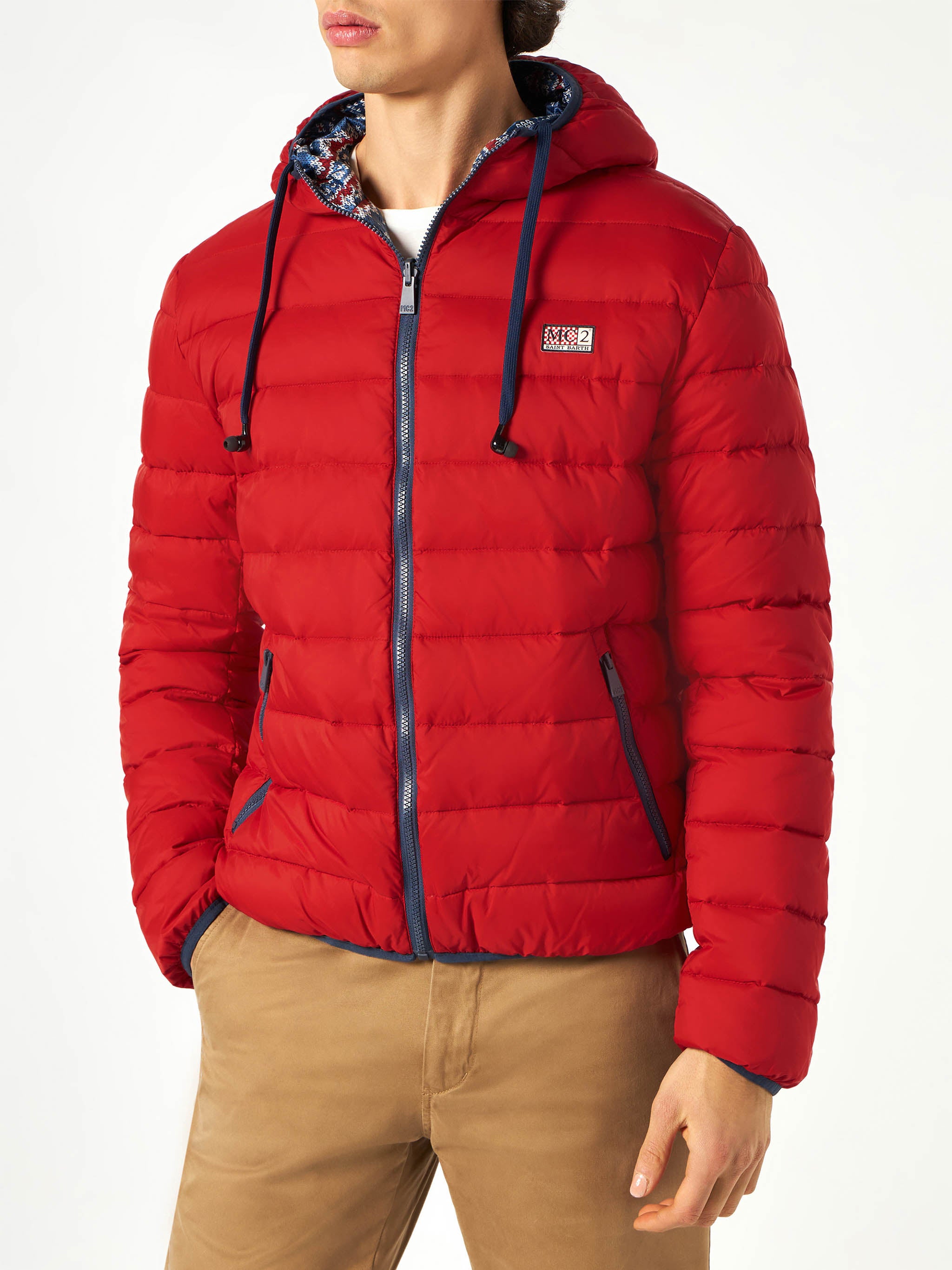 Man Double Face Red Down Jacket