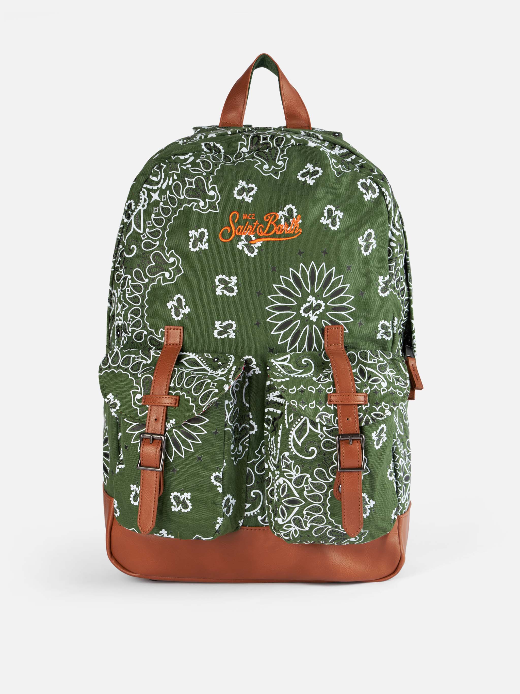 Canvas Backpack Cody With Green Bandanna Print