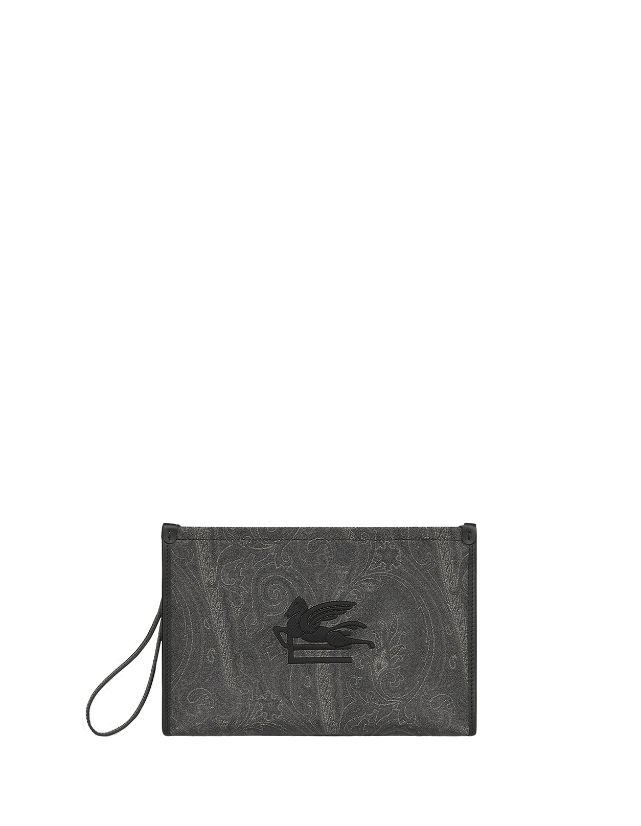 Large Black Paisley Pouch With Pegasus