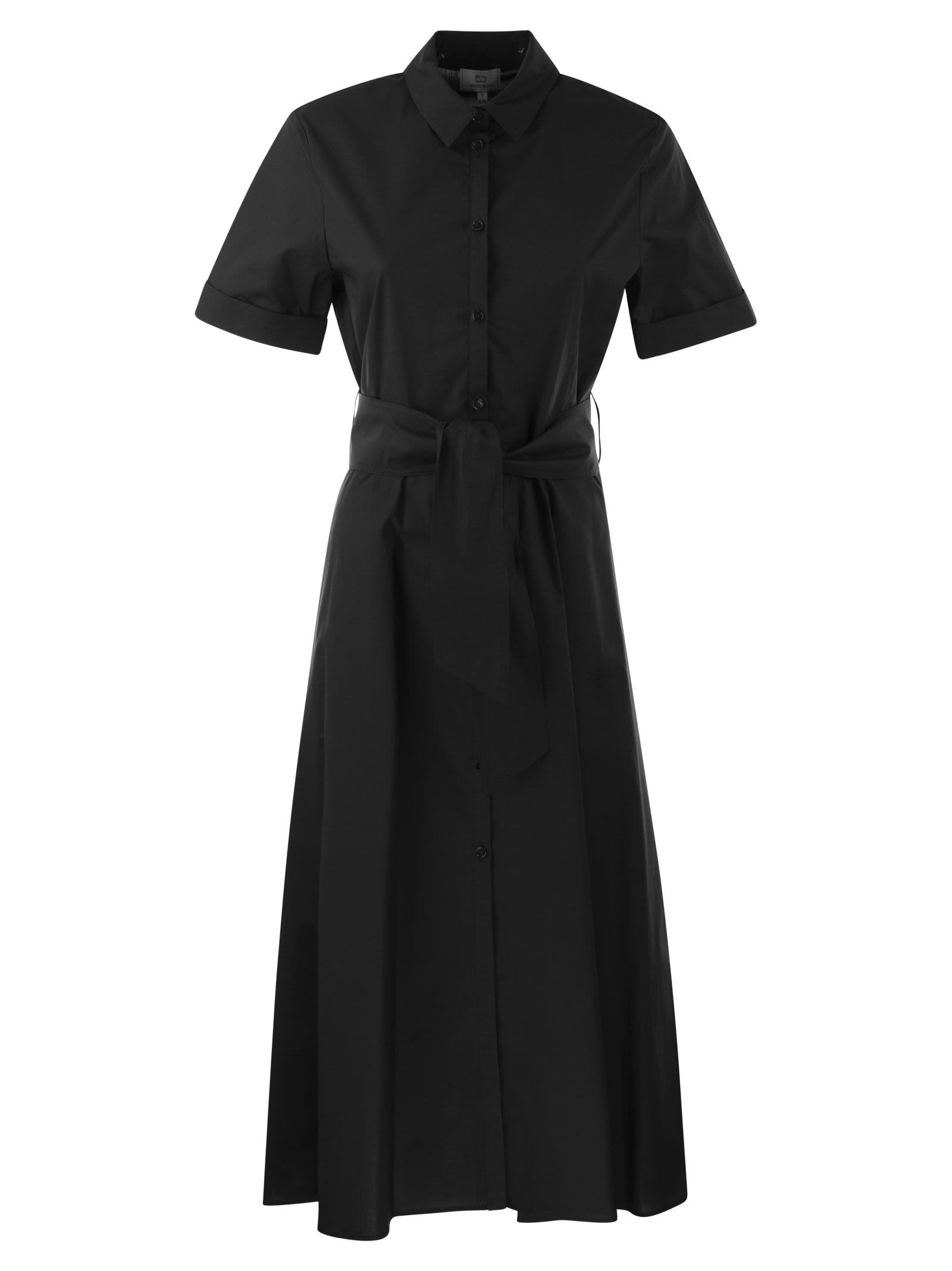 Black Cotton Shirt Dress