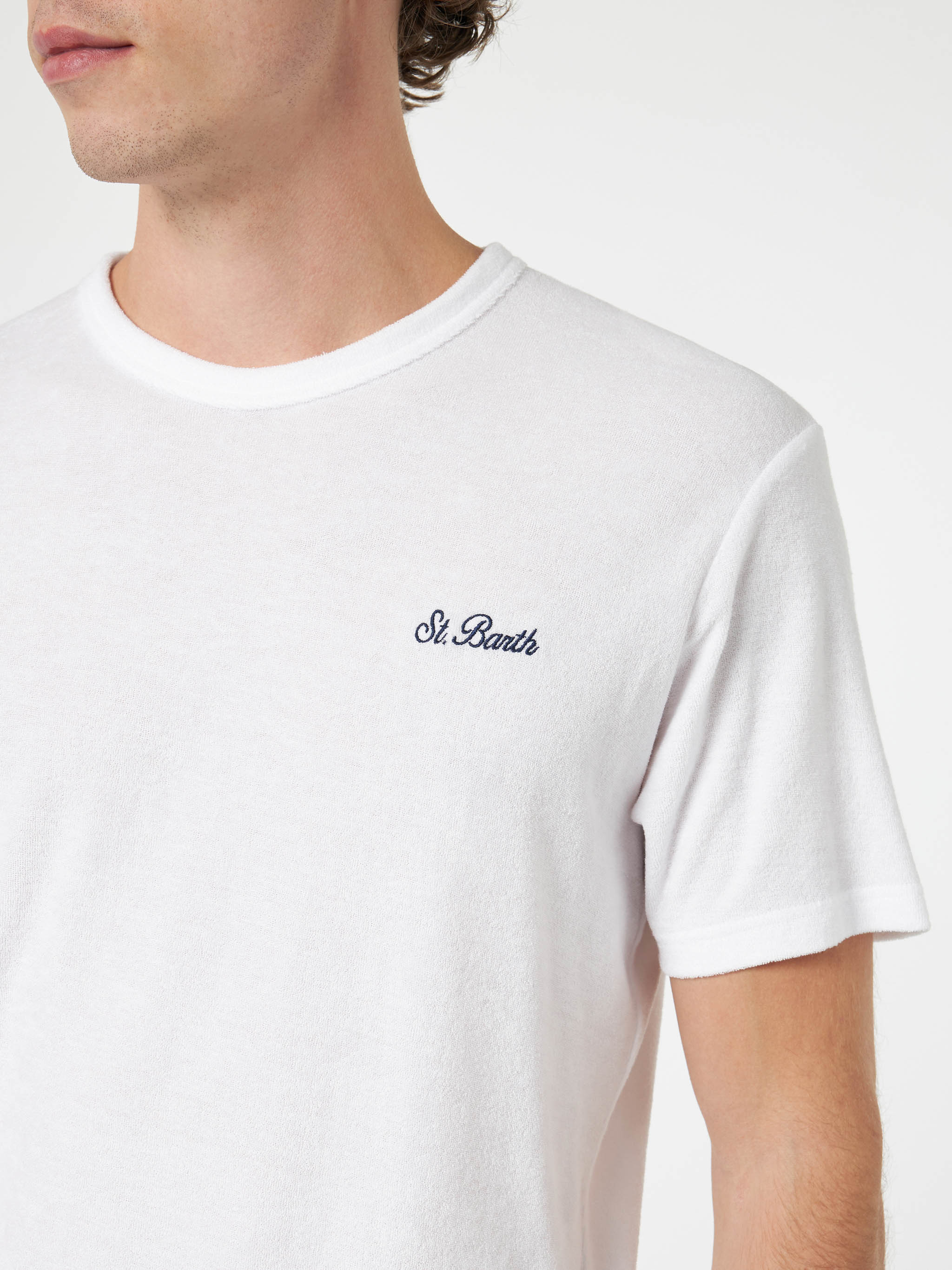 Man White Terry T-shirt Gary With St. Barth Embroidery