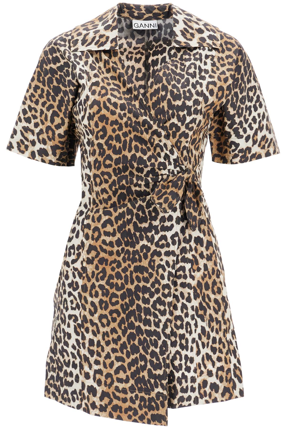 Animal Print Poplin Wrap Mini Dress