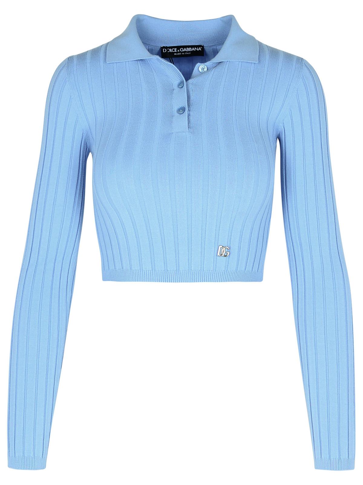 Light Blue Viscose Blend Polo Shirt