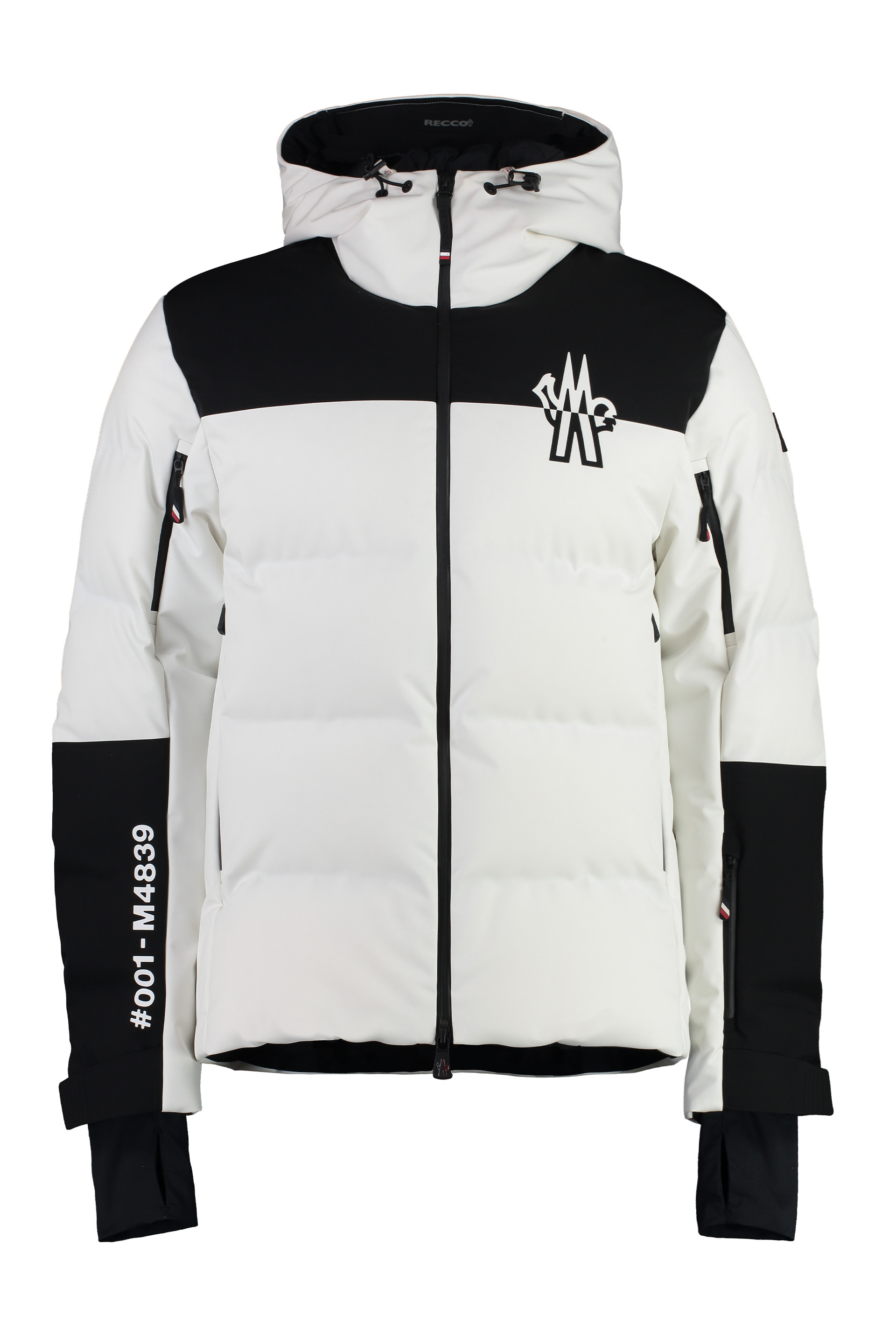 Moncler Colour-block Hooded Puffer Jacker In Bianco