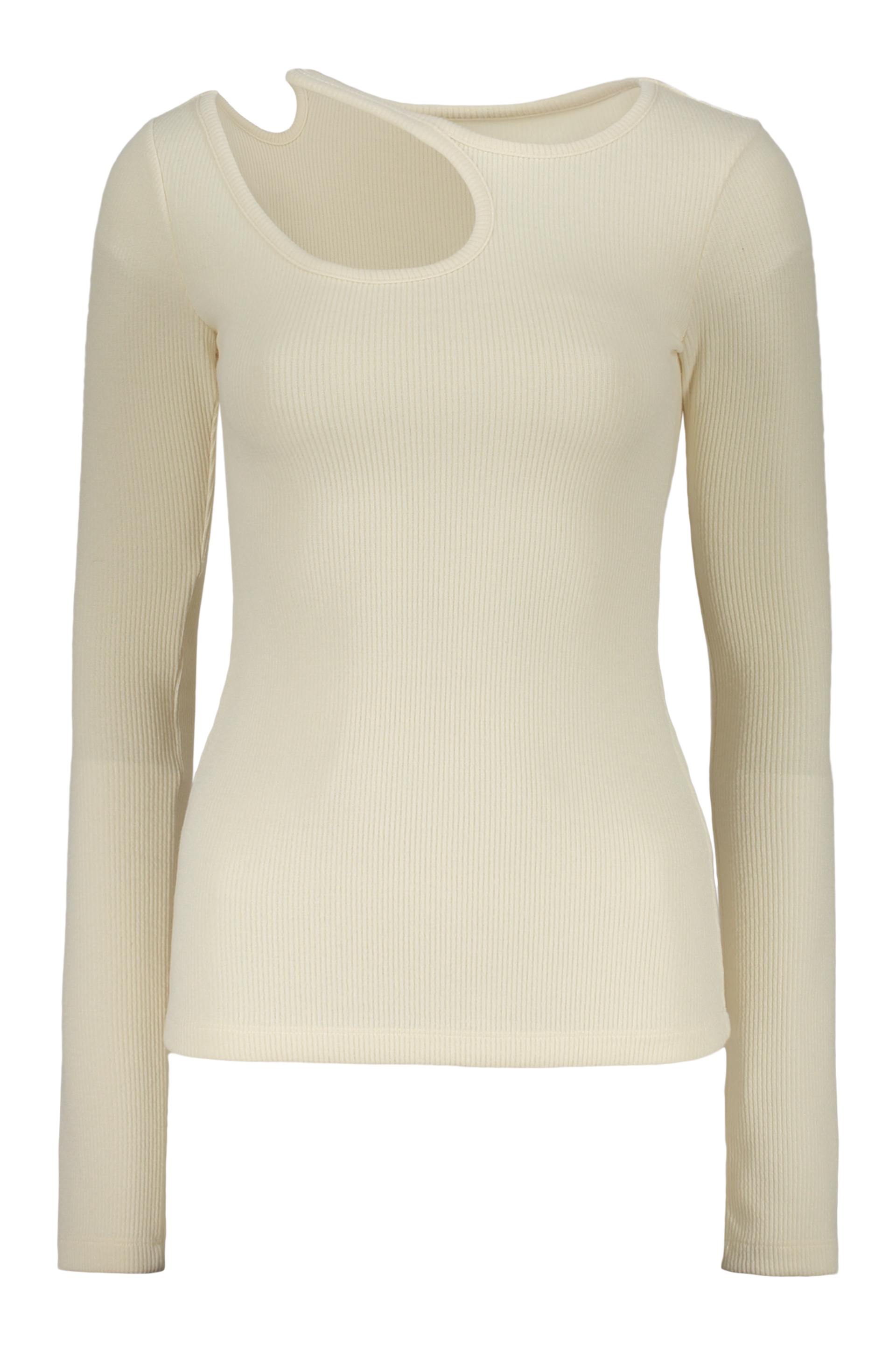 Low Classic Cut-out Details Jersey Top In Ivory