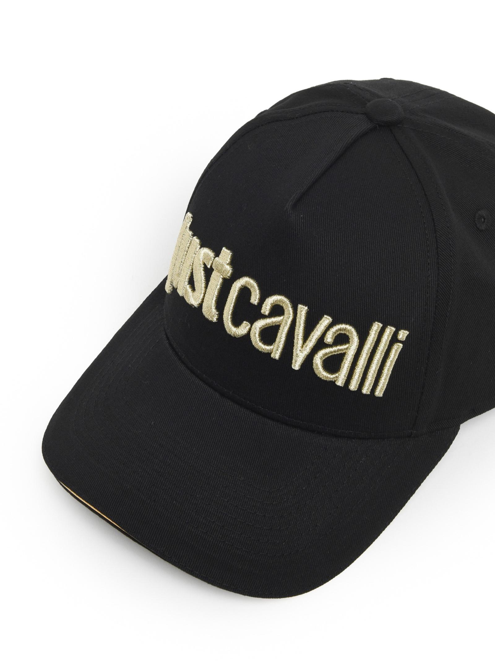Just Cavalli Logo-embroidered Cotton Cap In Black