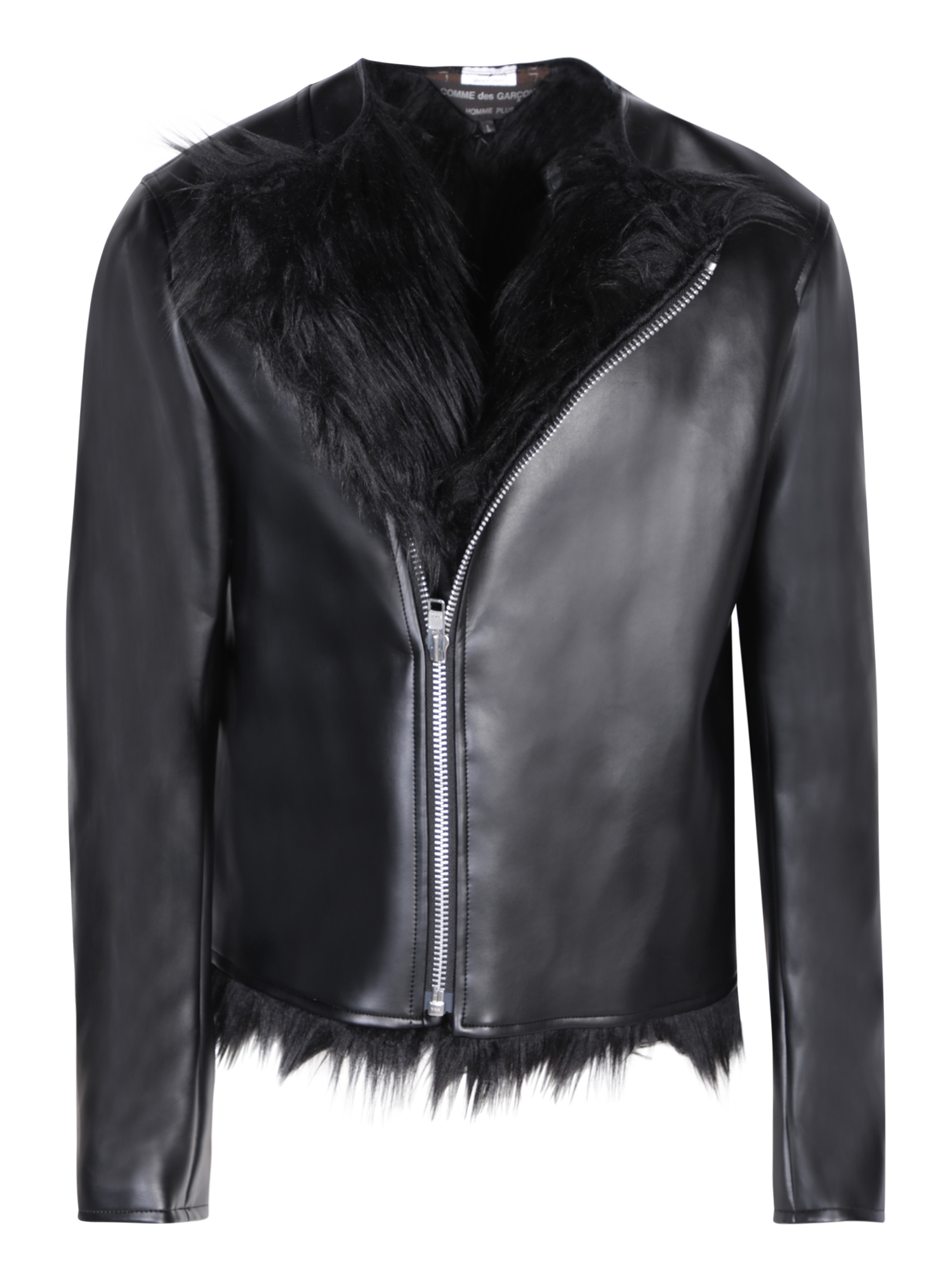 Faux-fur Lining Black Biker Jacket