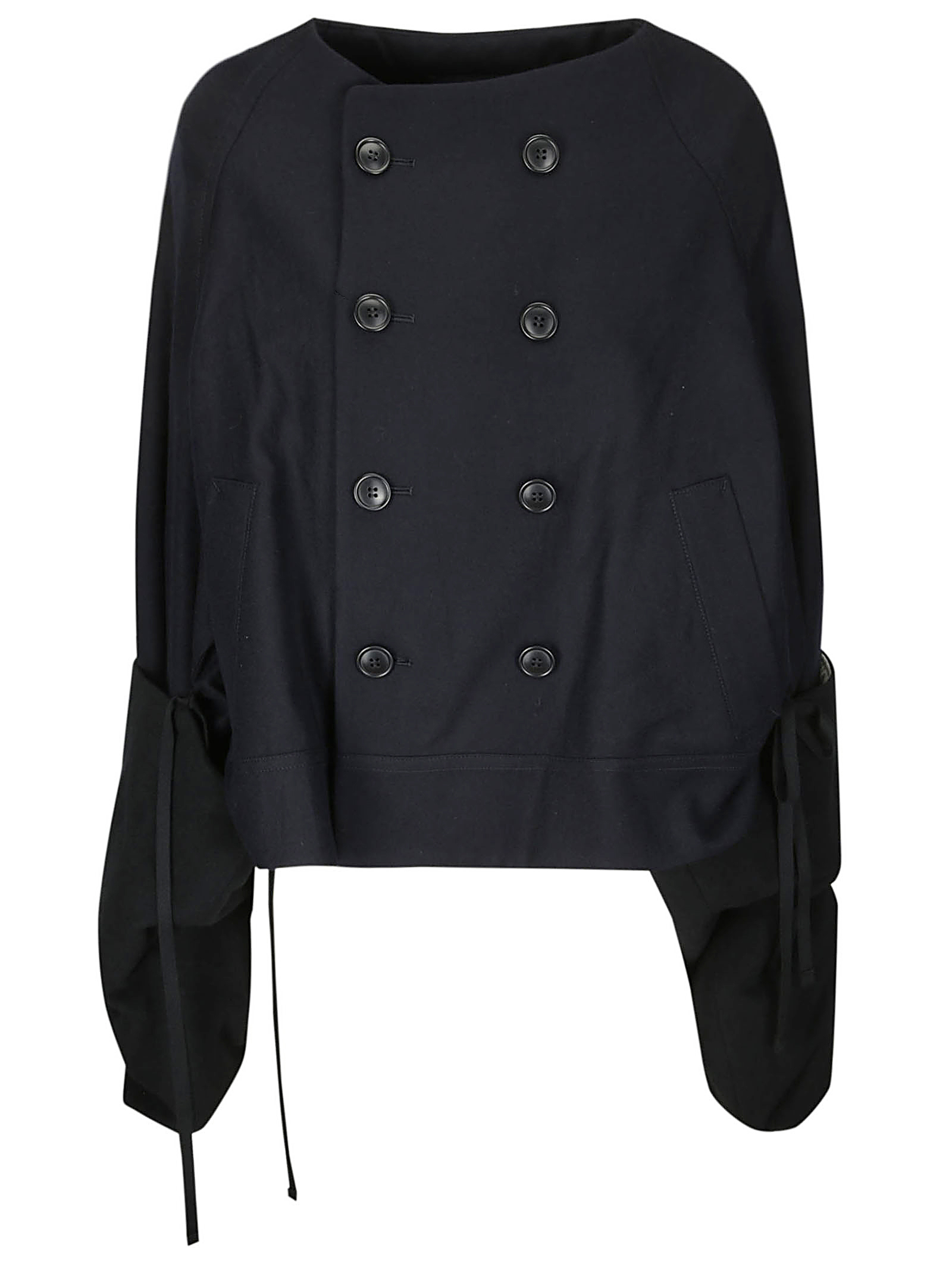 R-short Pea Coat W/fur Slv