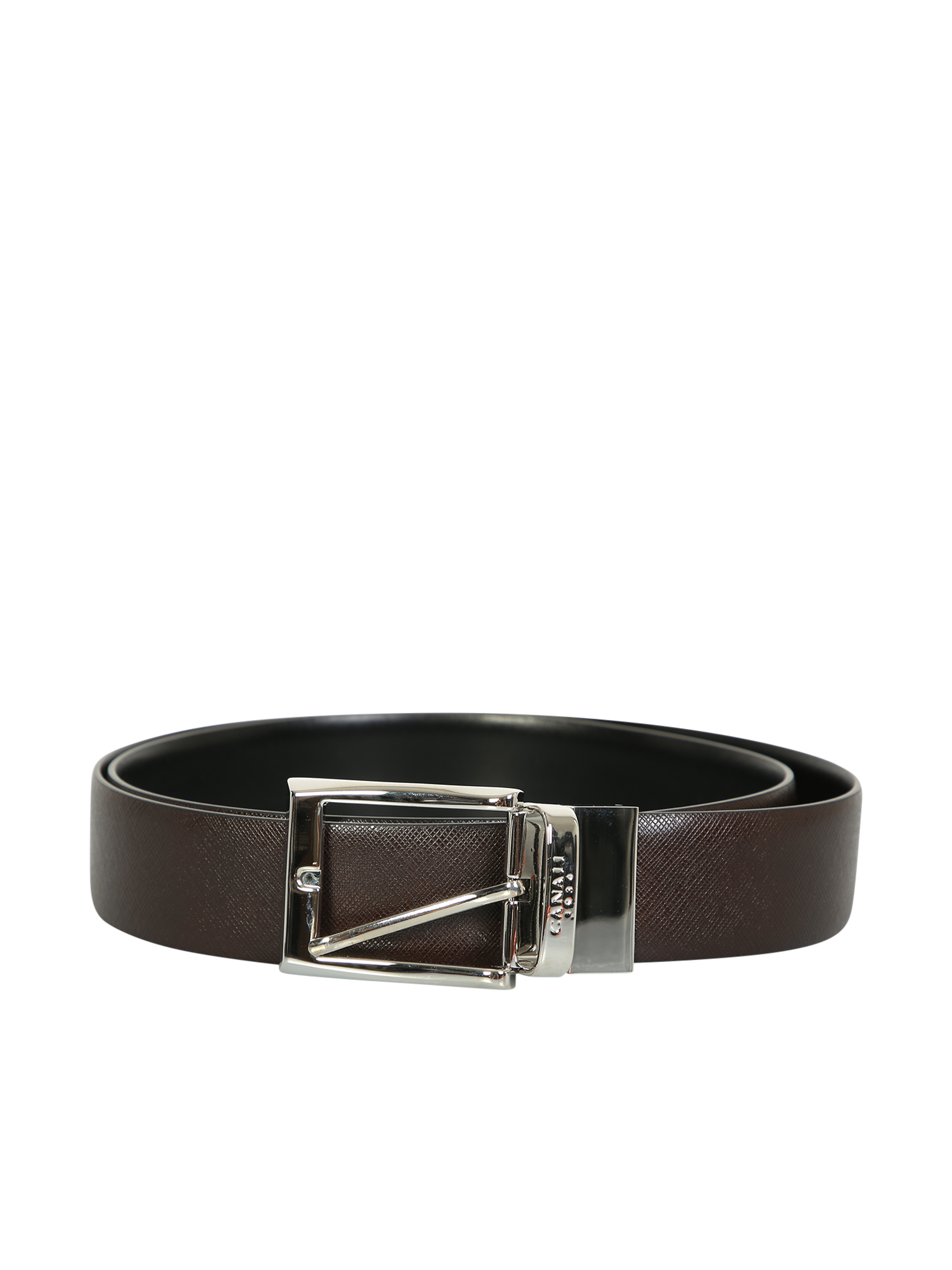 Leather Belt With Engraved Canali Logo. Minimal But Essential To Complete The Most Casual Looks