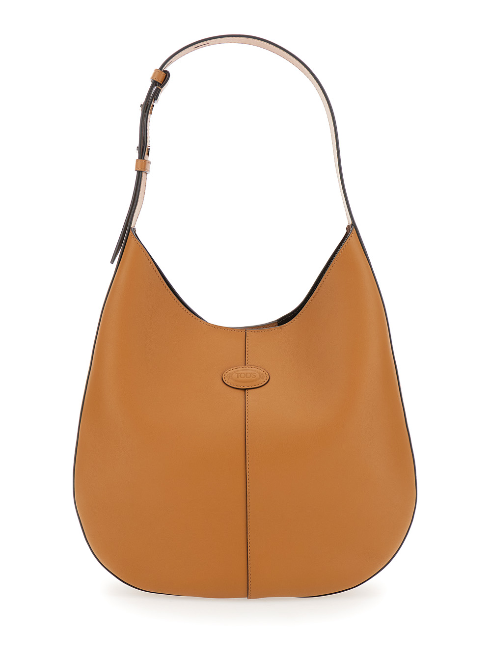 Brown Hobo Bag With Contrasting Edges In Leather Woman