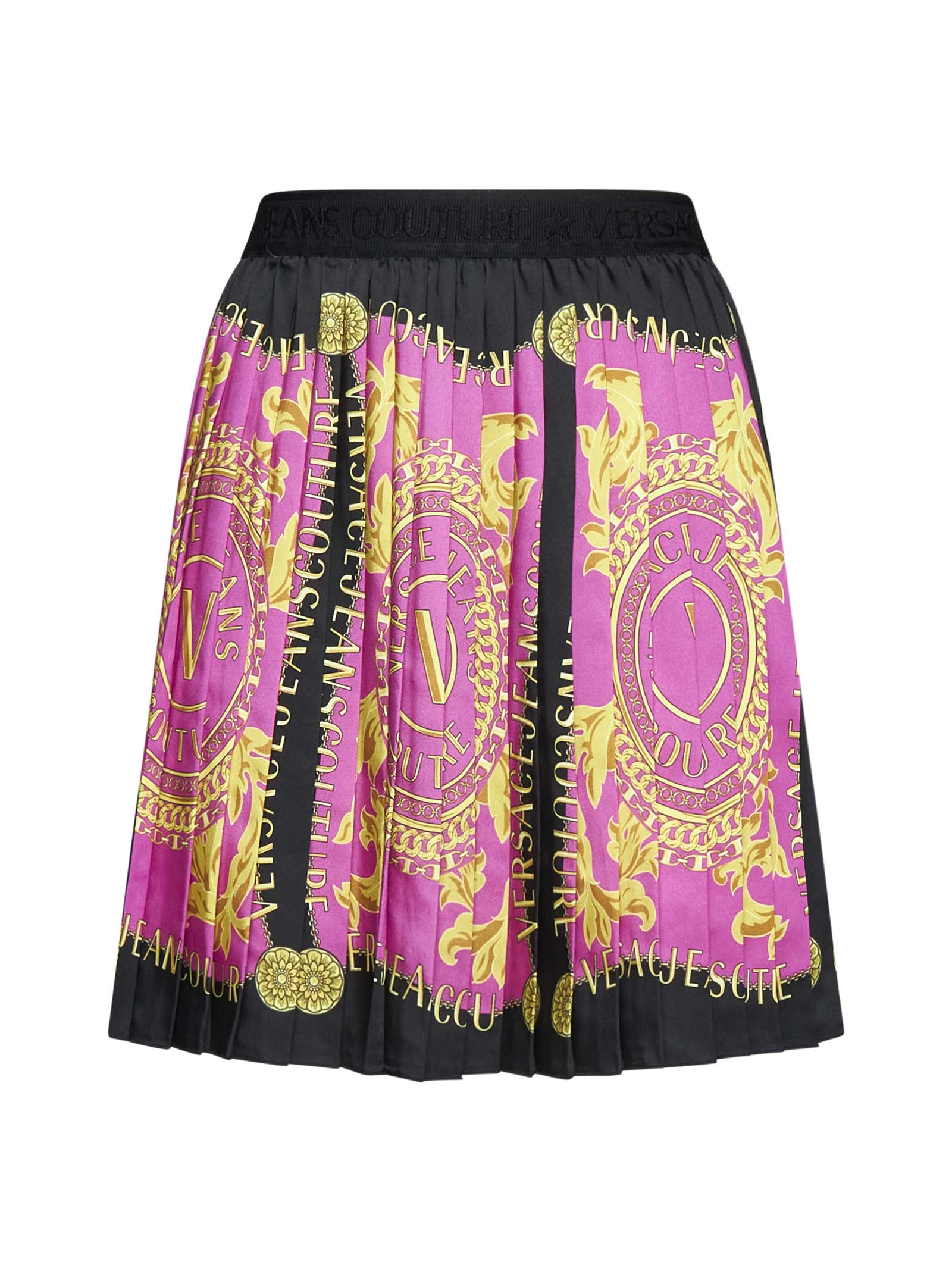 Logo Couture Pleated Mini Skirt