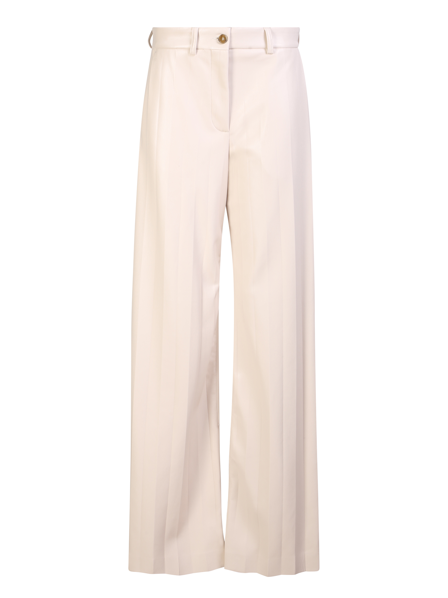 Wide Leg Leather Effect Trousers Light Beige