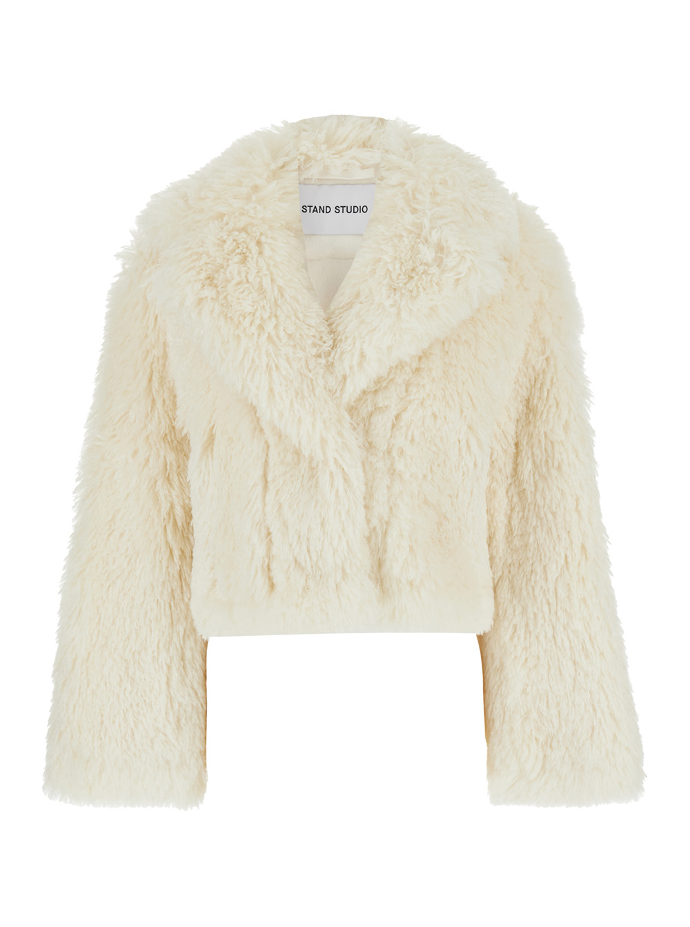 samara White Crop Jacket In Faux Fur Woman