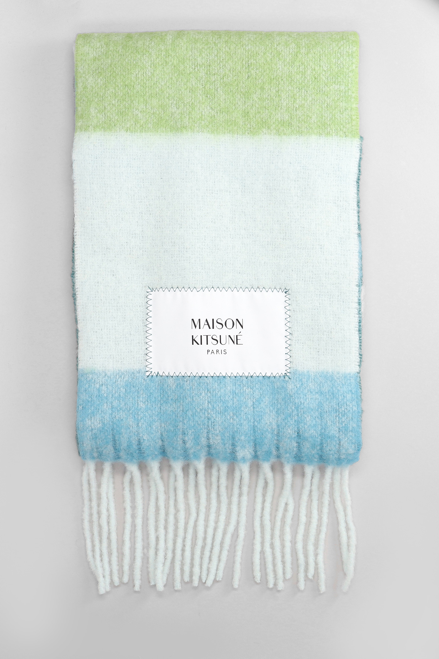 Maison Kitsuné Scarve In Cyan Wool