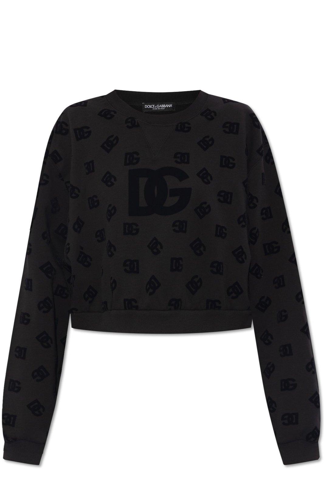 Dg Logo Flocked Jersey Sweatshirt