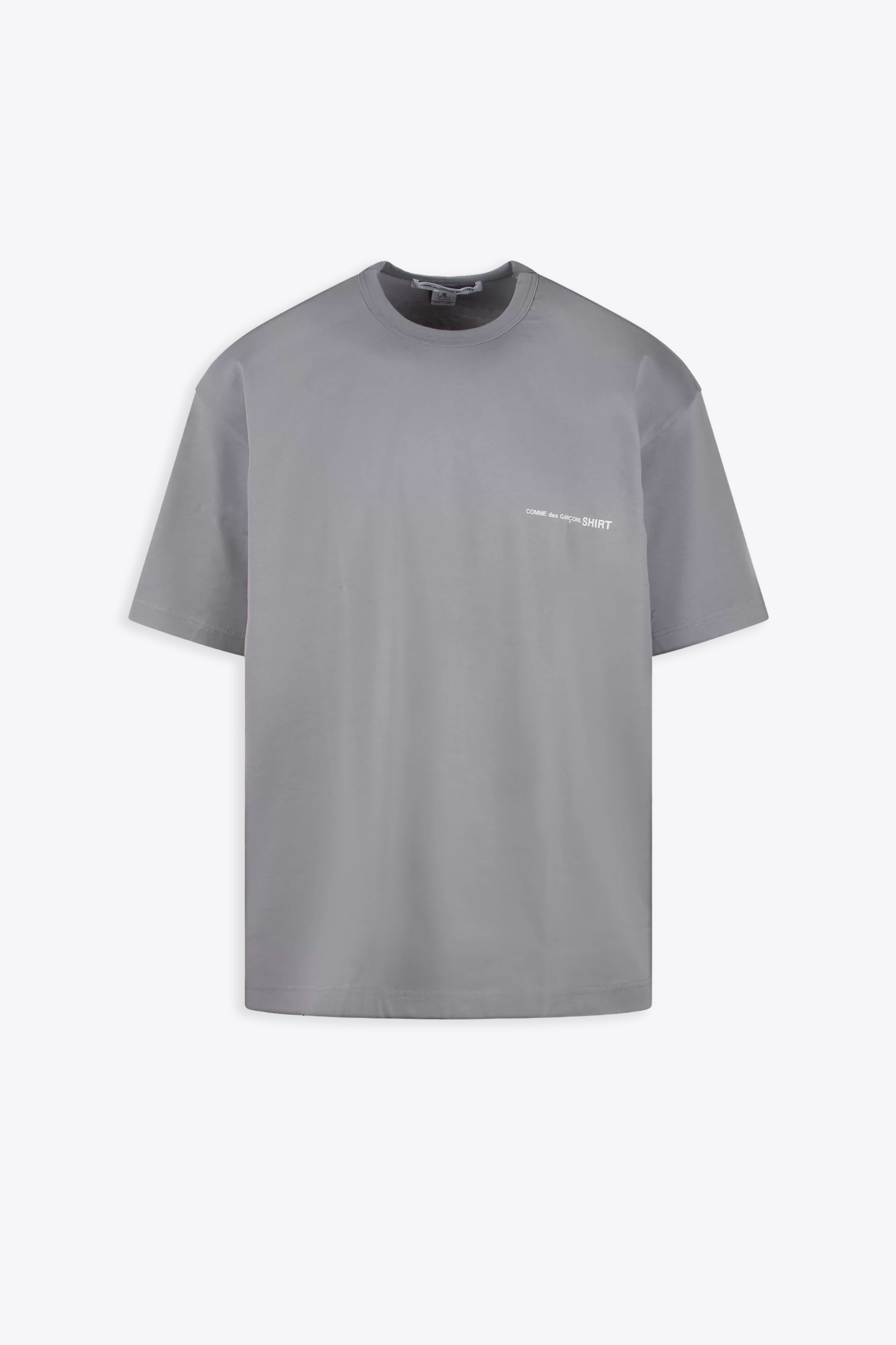 Mens T-shirt Knit Grey Cotton Oversize T-shirt With Chest Logo