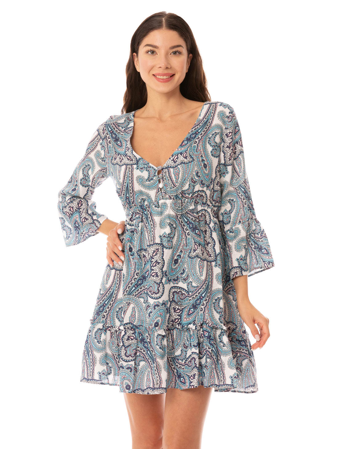 Woman Short Dress With Paisley Print