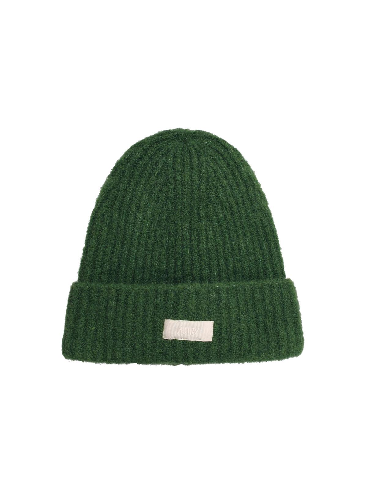 Green Virgin Wool Blend Beanie