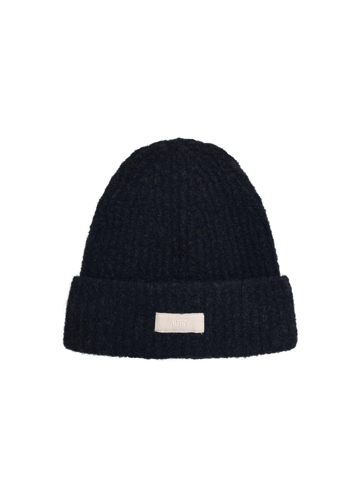 Black Virgin Wool Blend Beanie