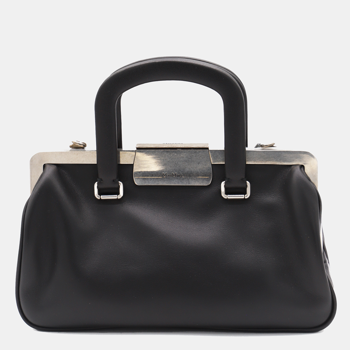 Black Calf Leather Top Handle Bag