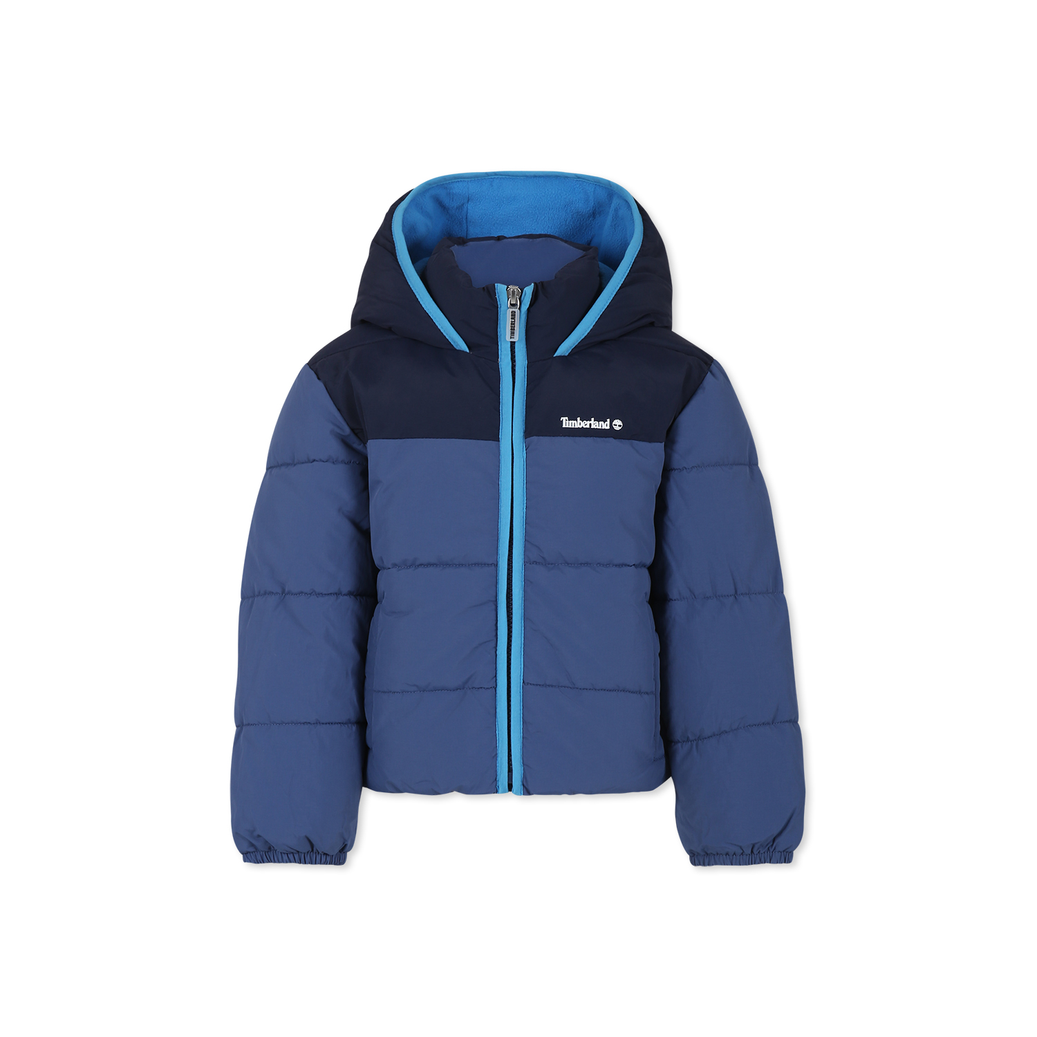 Timberland Blue Down Jacket For Boy With Logo In Blue