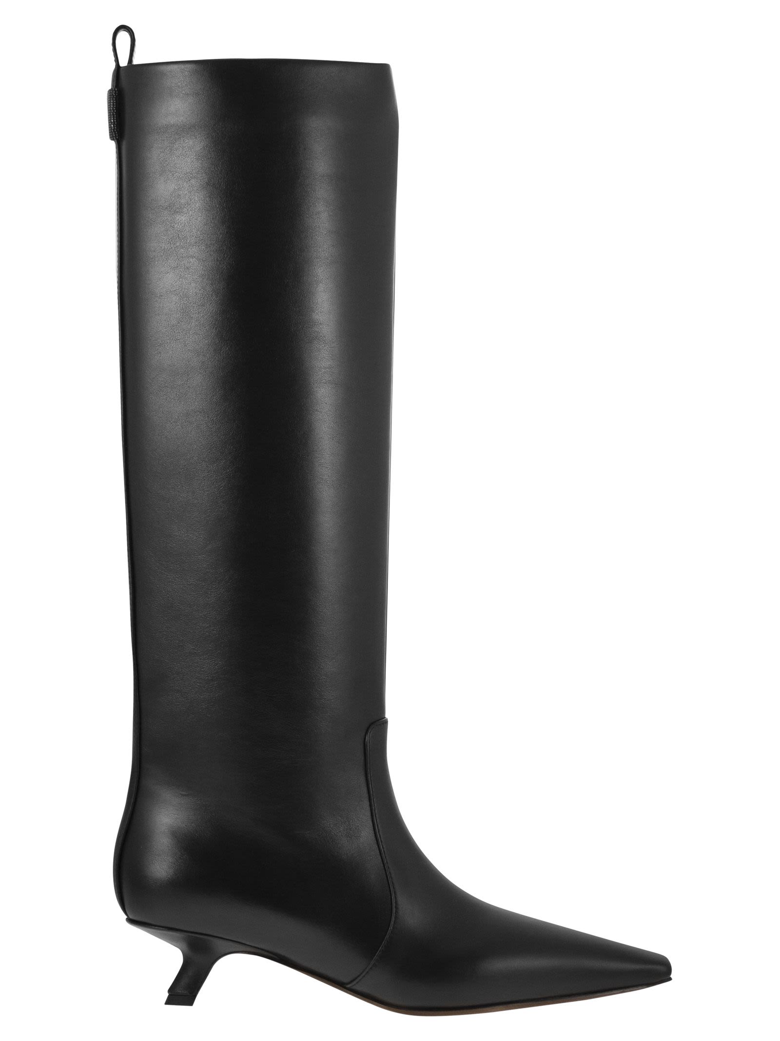 Nappa Leather Boots With Shiny Loop Detail