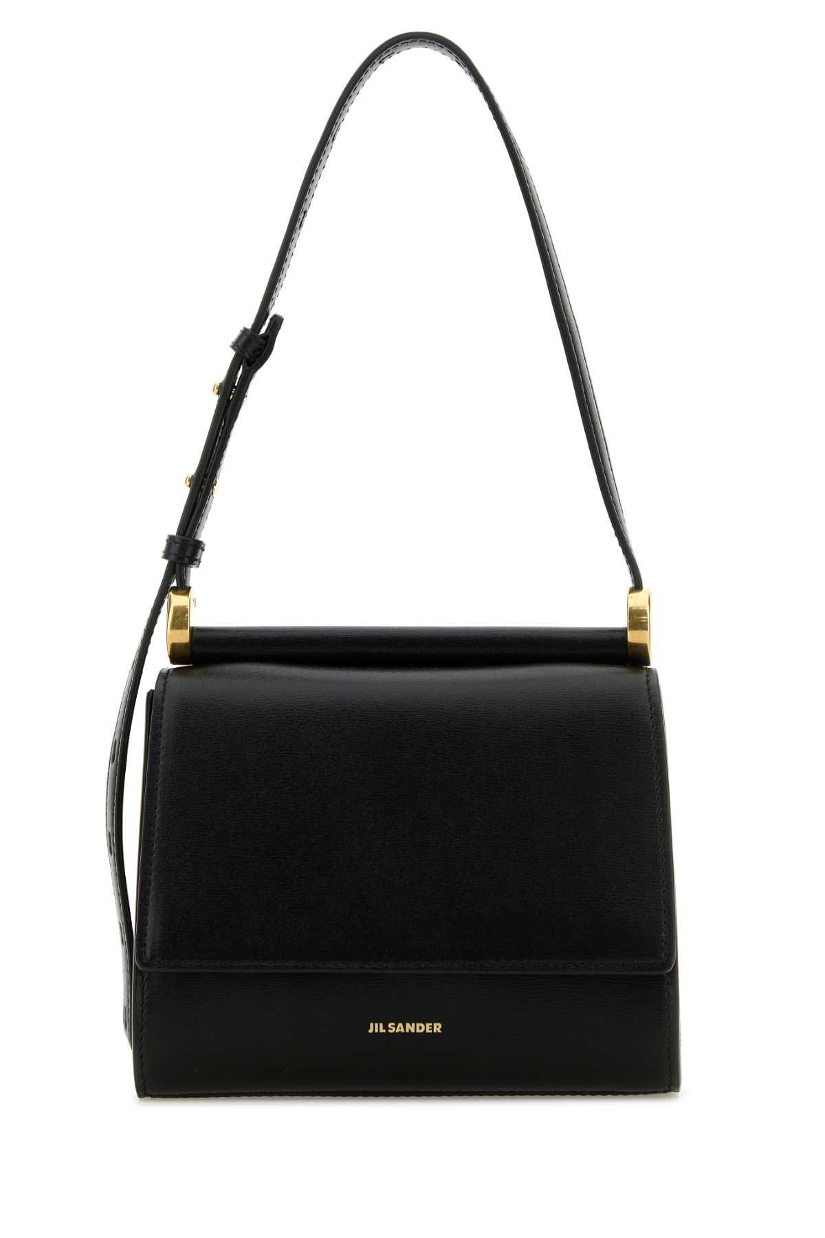 Jil Sander Mini Ghost Leather Shoulder Bag In Black