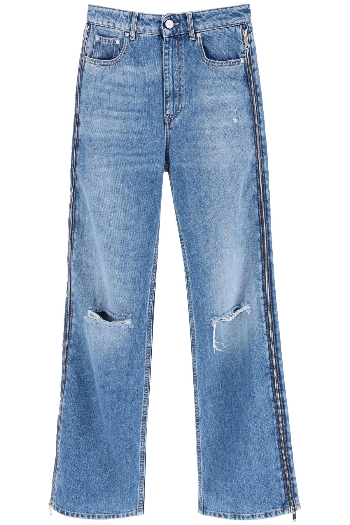 Straight Leg Jeans With Zippers