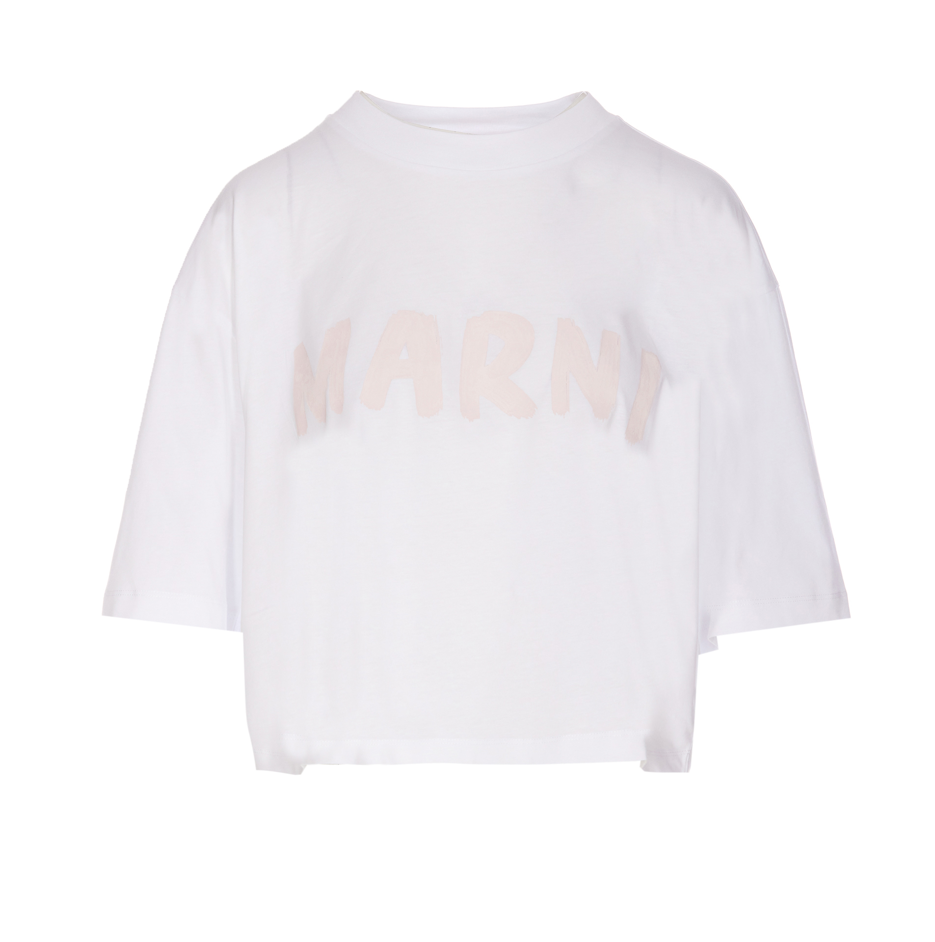 Shop Marni Bio Cotton Print T-shirt In Bianco/rosa