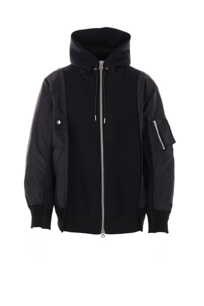 Panelled Zip-up Drawstring Hoodie