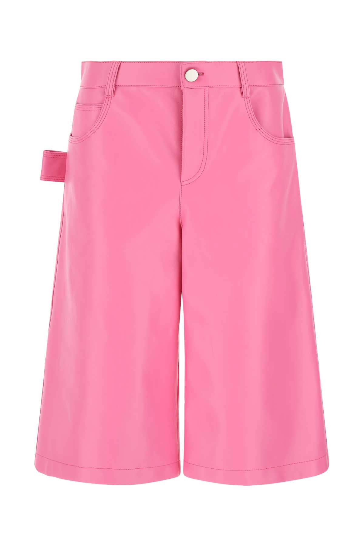 Pink Nappa Leather Bermuda Shorts