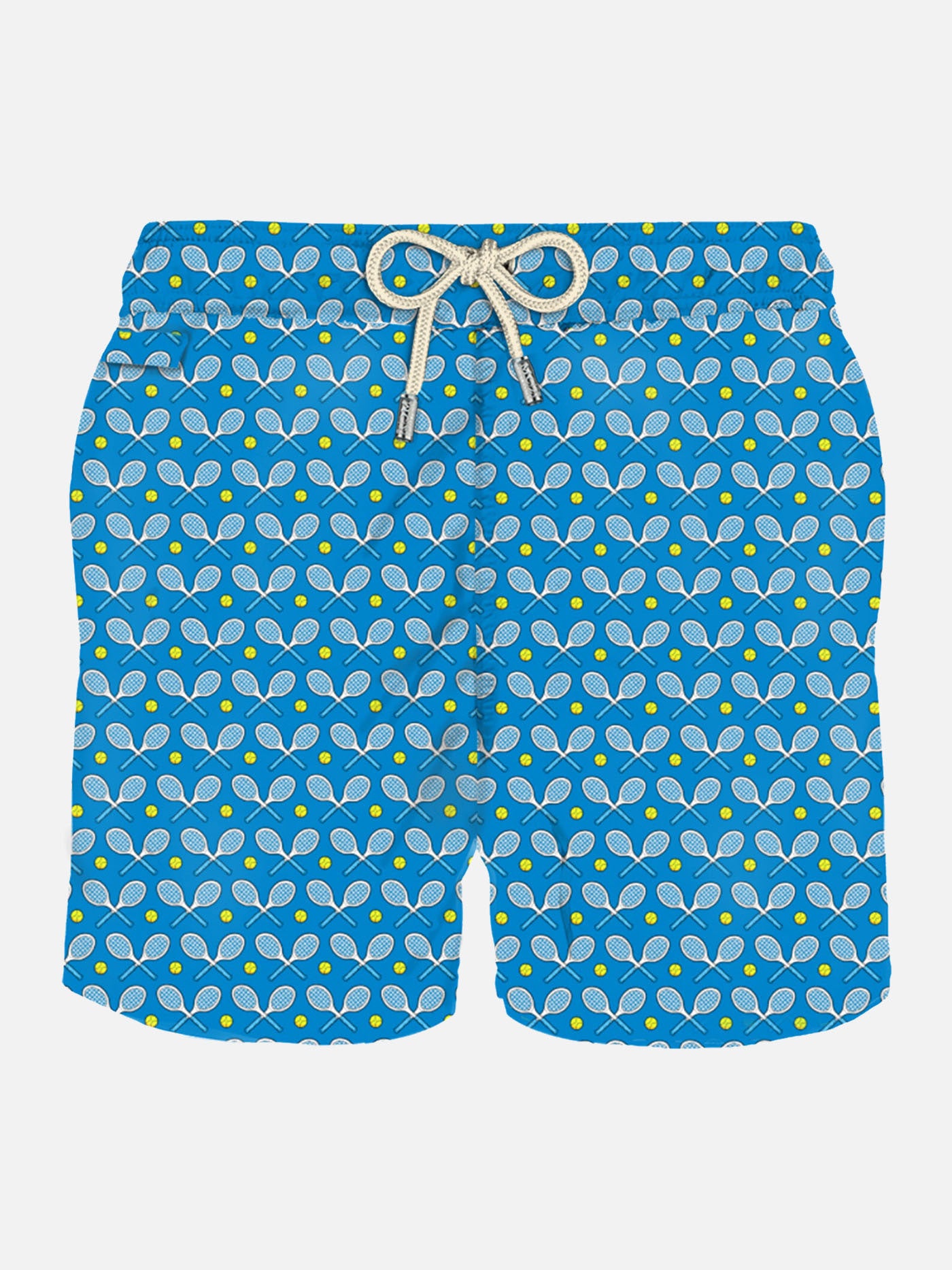 Man Light Fabric Swim Shorts With Rackets Print