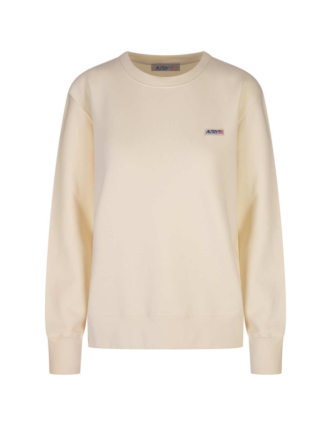 Cream Sweatshirt With Label Logo