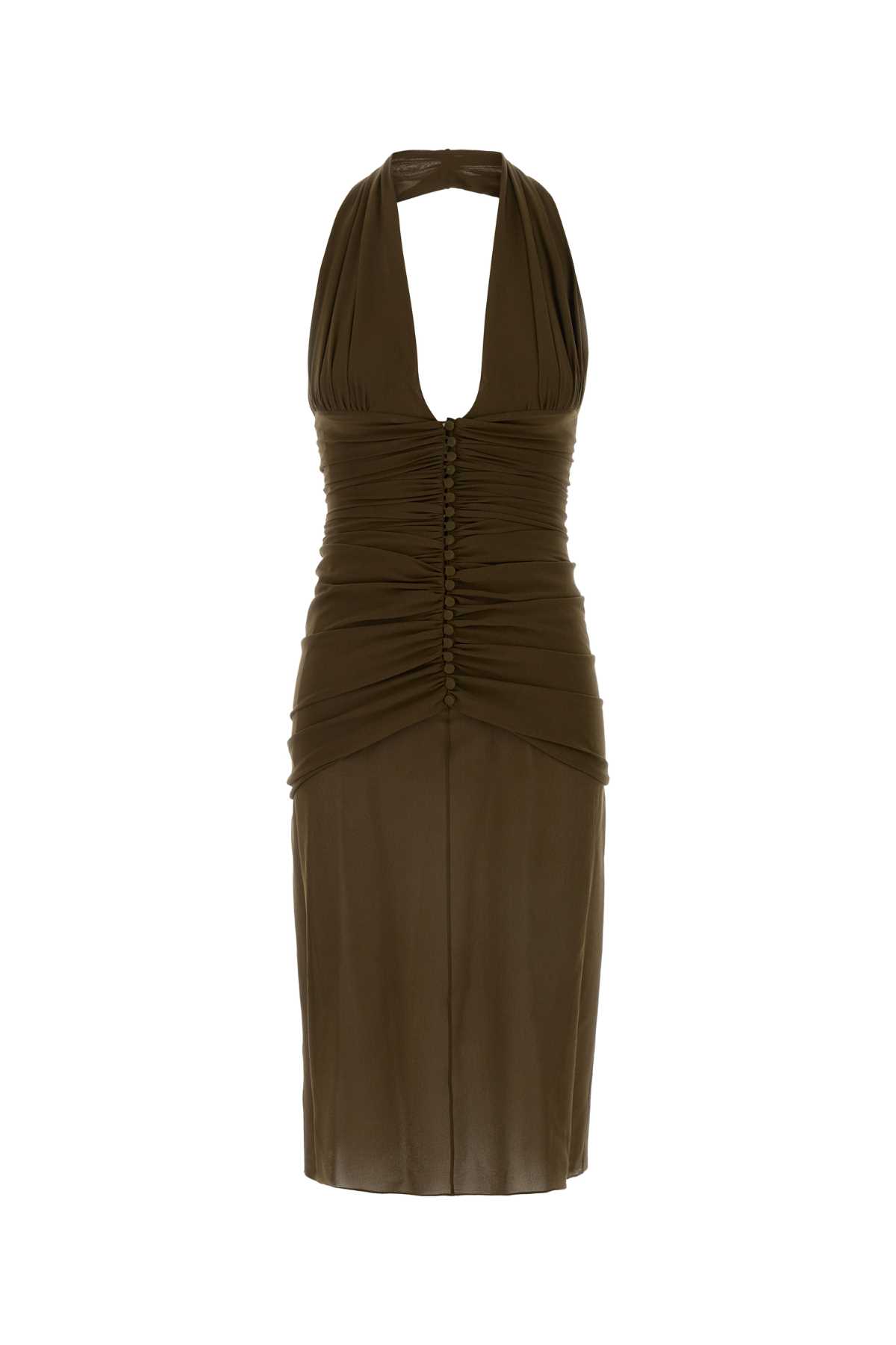 Army Green Crepe Dress