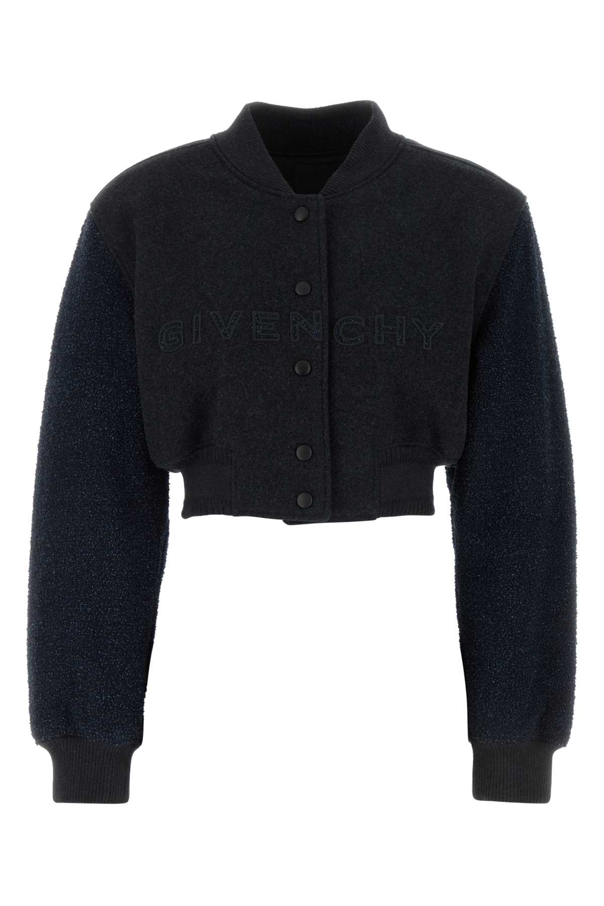 Charcoal Wool Blend Bomber Jacket