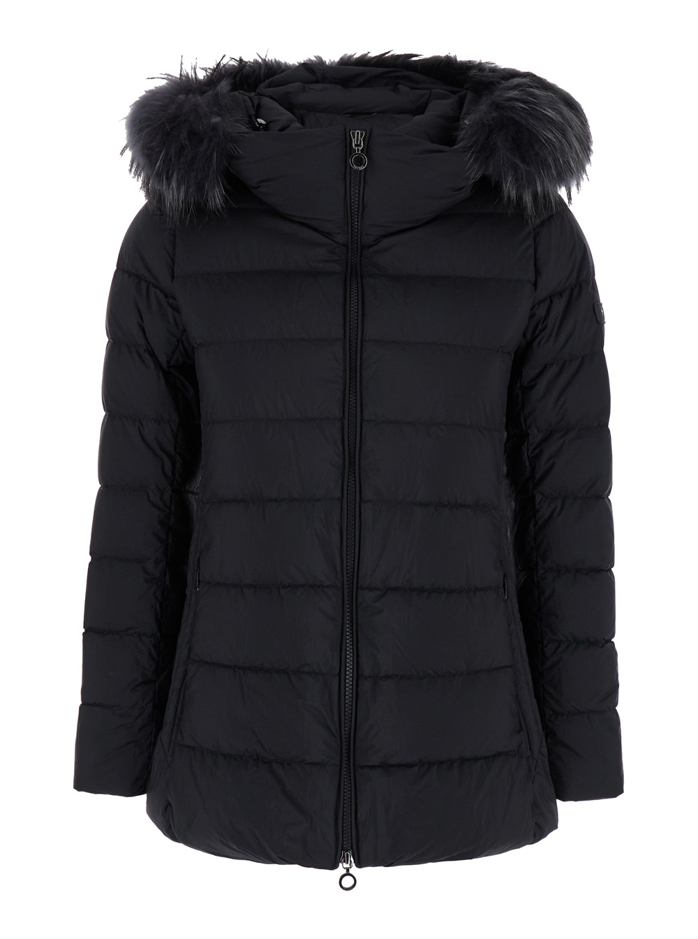 oslava Black Hooded Down Jacket With Zip In Nylon Woman