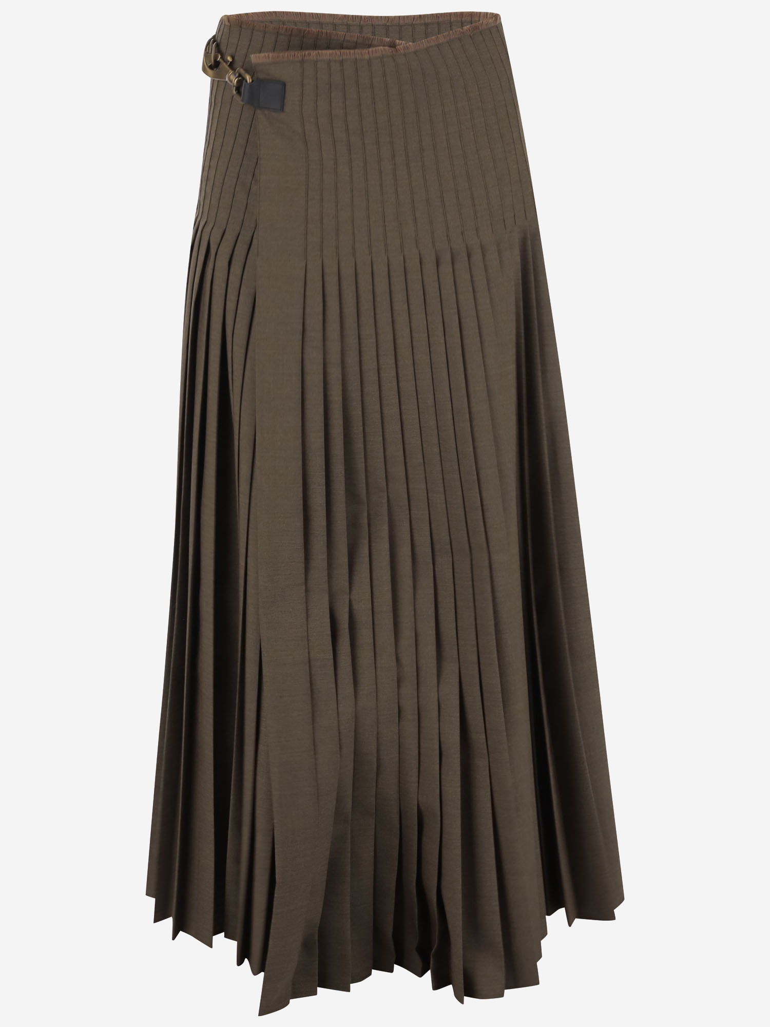 Long Pleated Skirt In Wool And Mohair