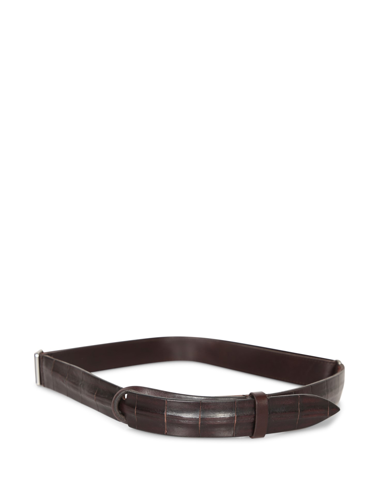 Crocodile Effect Brown Leather Belt