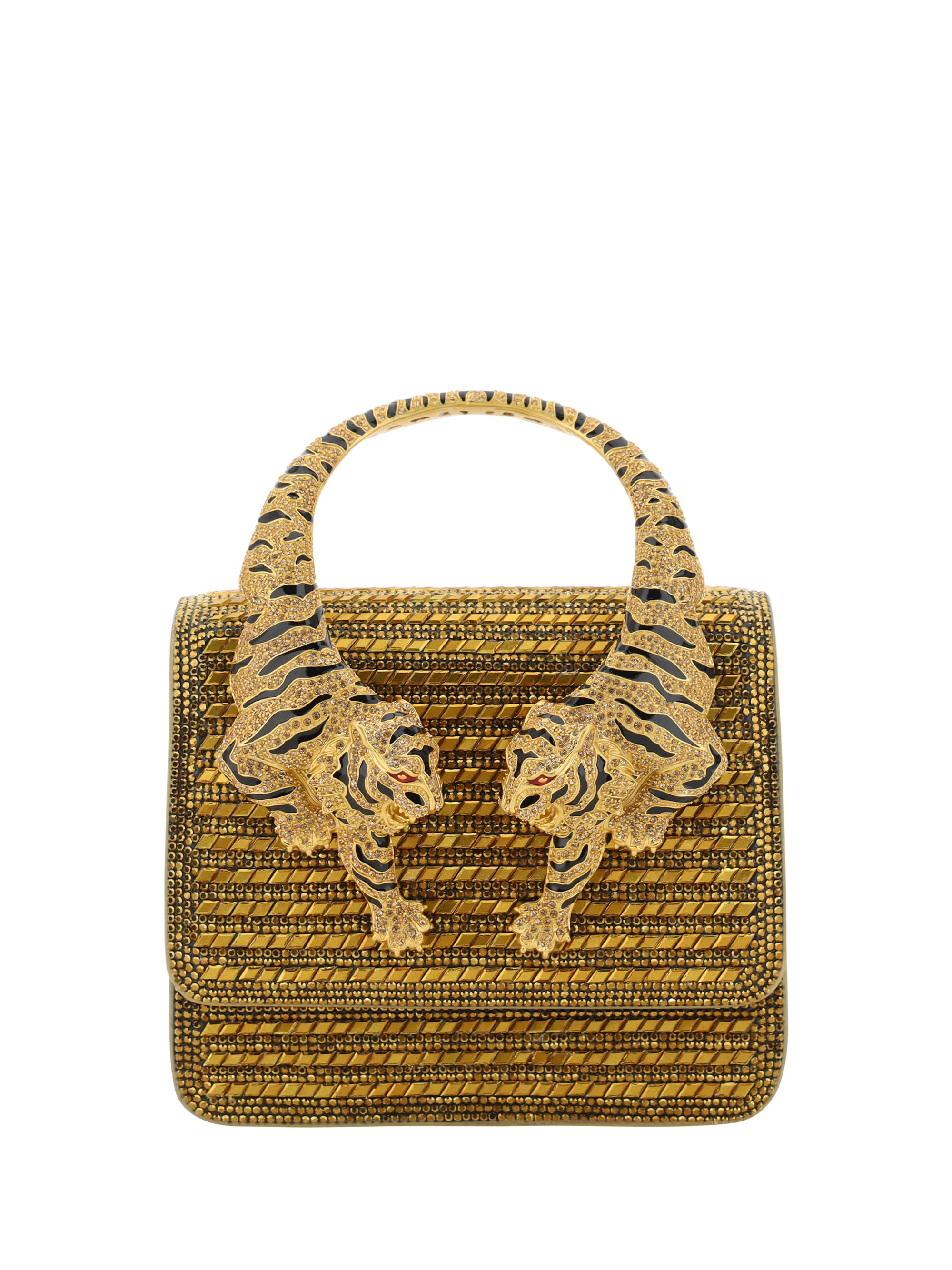 Golden Small Roar Shoulder Bag With Jewelled Tigers