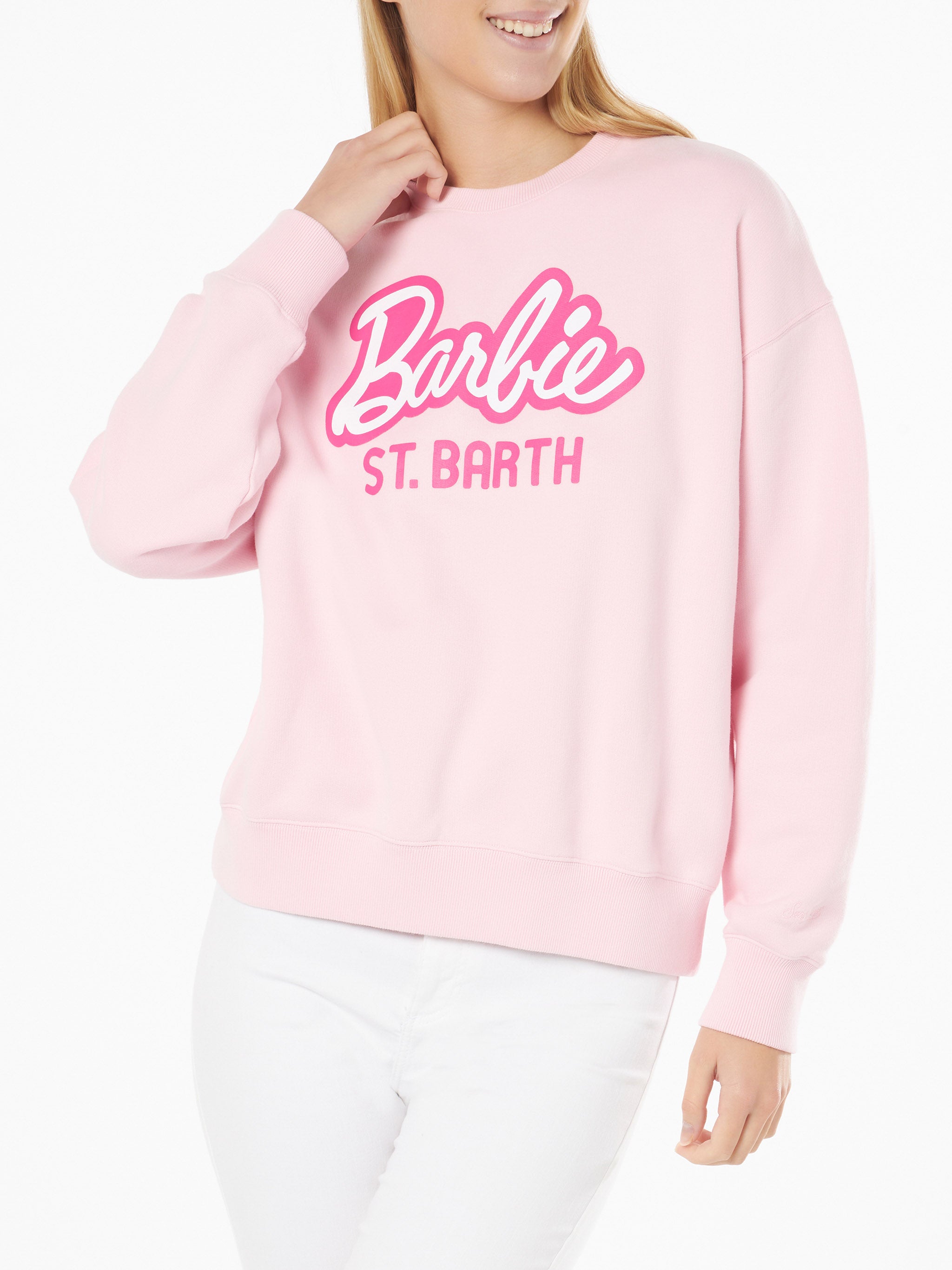 Woman Fleece Sweatshirt With Barbie St. Barth Print Barbie Special Edition