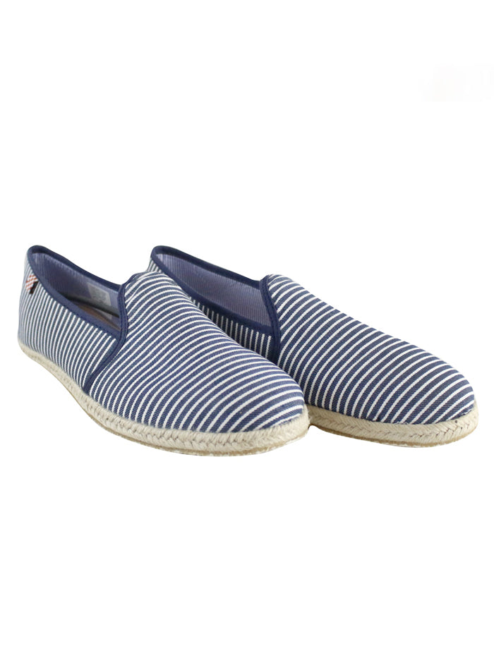 White And Blue Striped Canvas Shoes