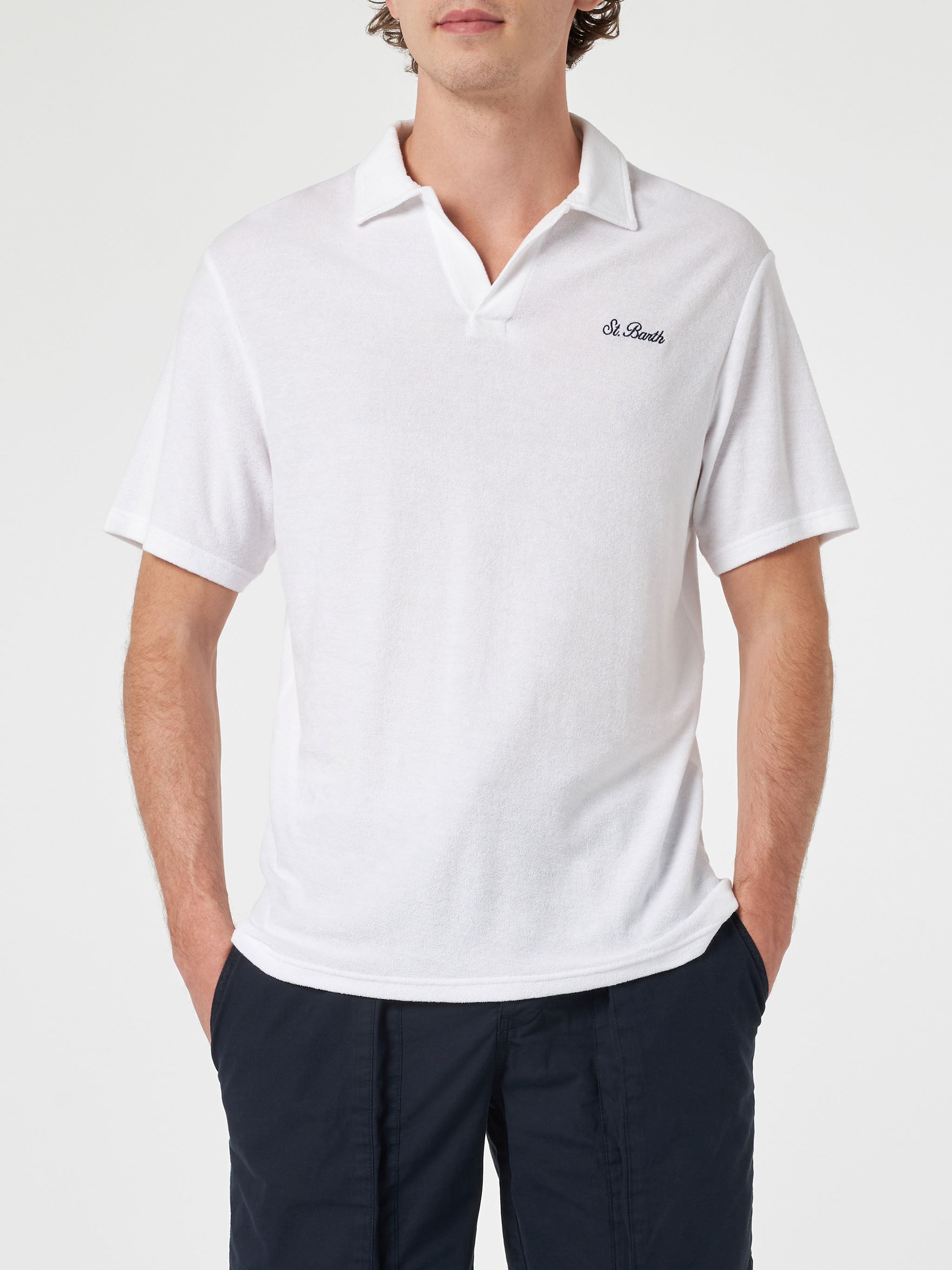 Man White Terry Polo Shirt Jeremy