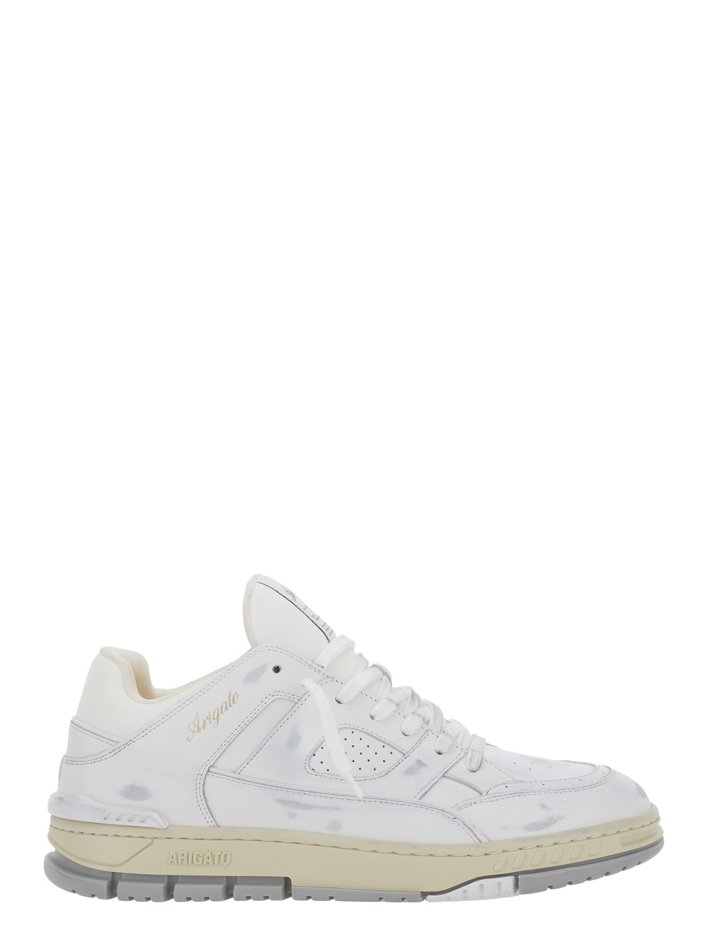 area Cloud White Low Top Sneakers With Laminated Leather In Leather Blend Man