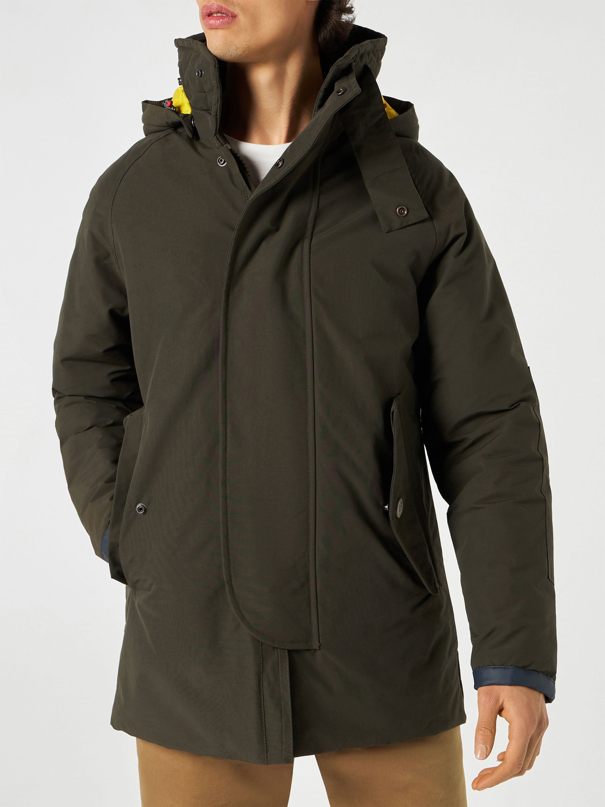 Man Hooded Military Green Voyager Parka Jacket