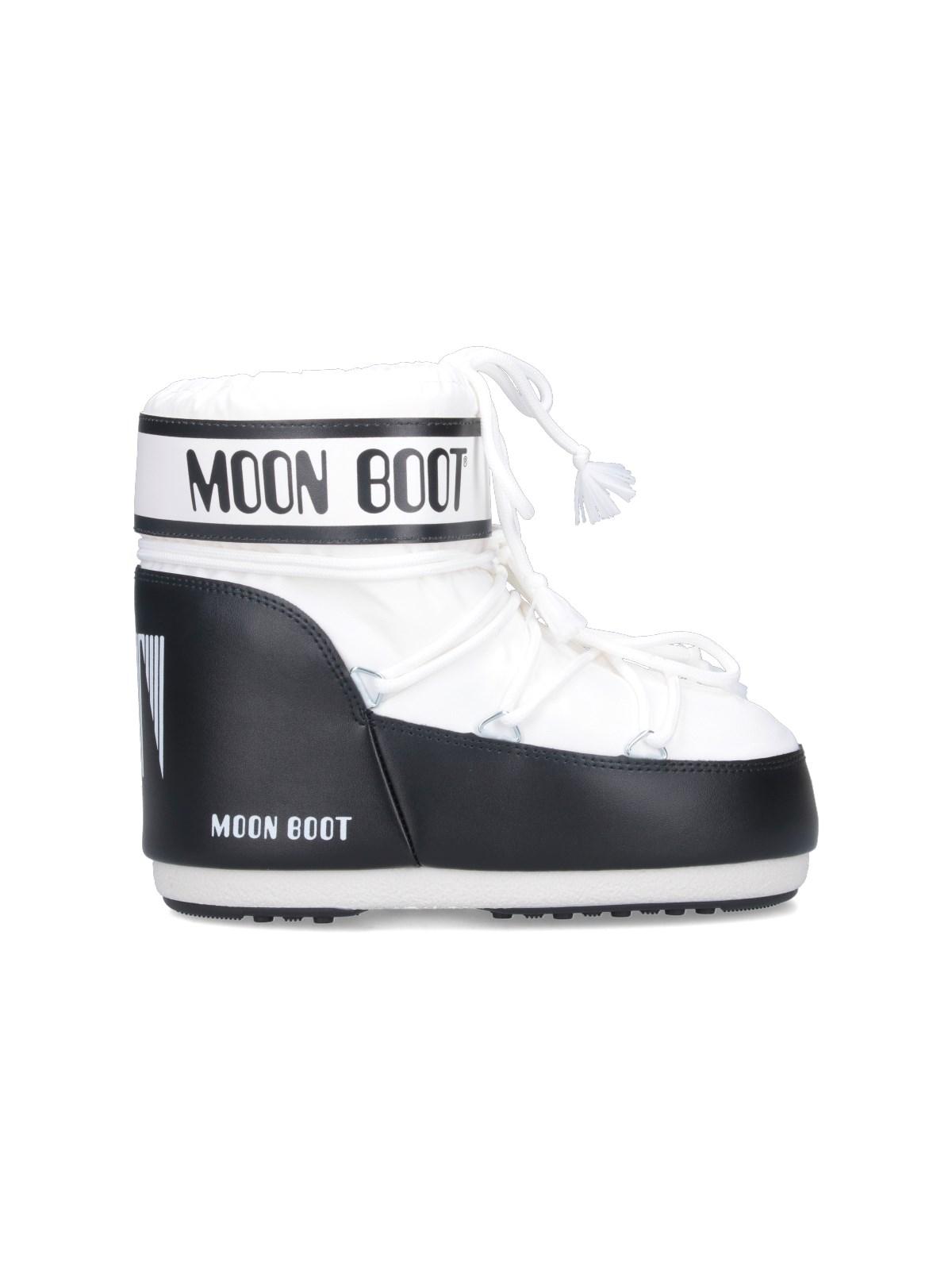 Moon Boot Classic Low 2 Shell And Faux Leather Snow Boots In Bianco