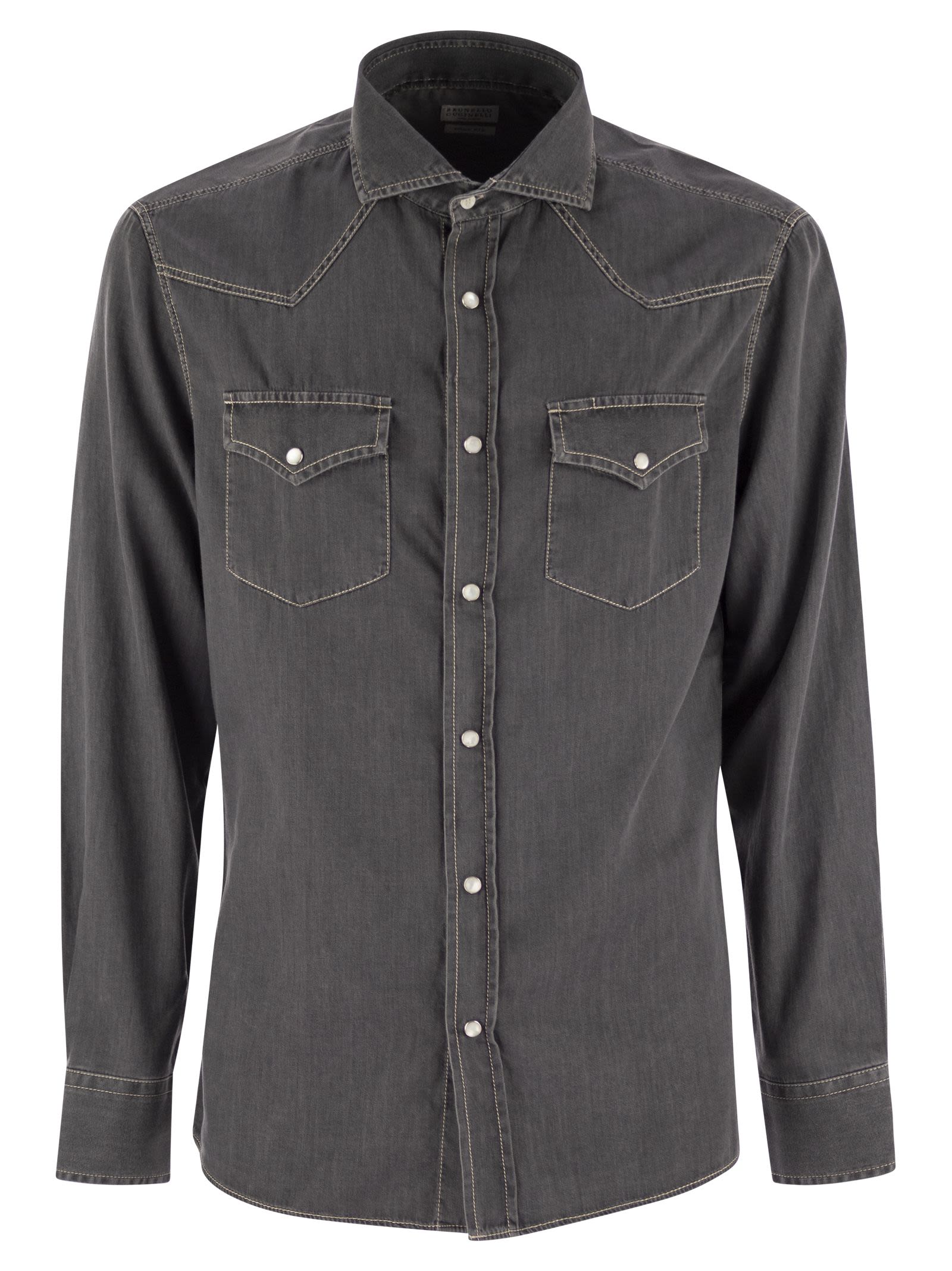 Easy Fit Shirt In Light Denim With Press Studs