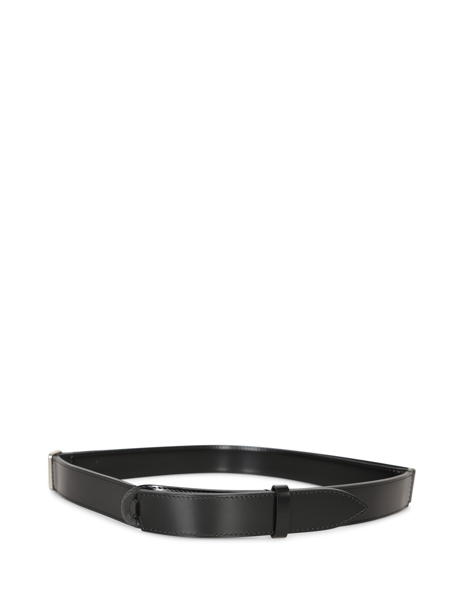 Glossy Black Leather Belt