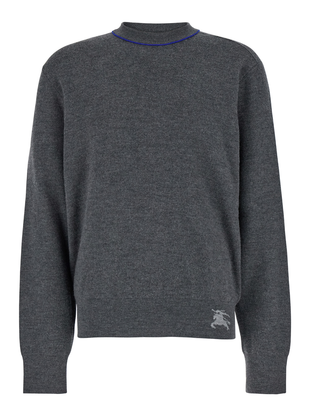 Grey Crewneck Sweater With Ekd Logo Detail On The Hem In Wool Man