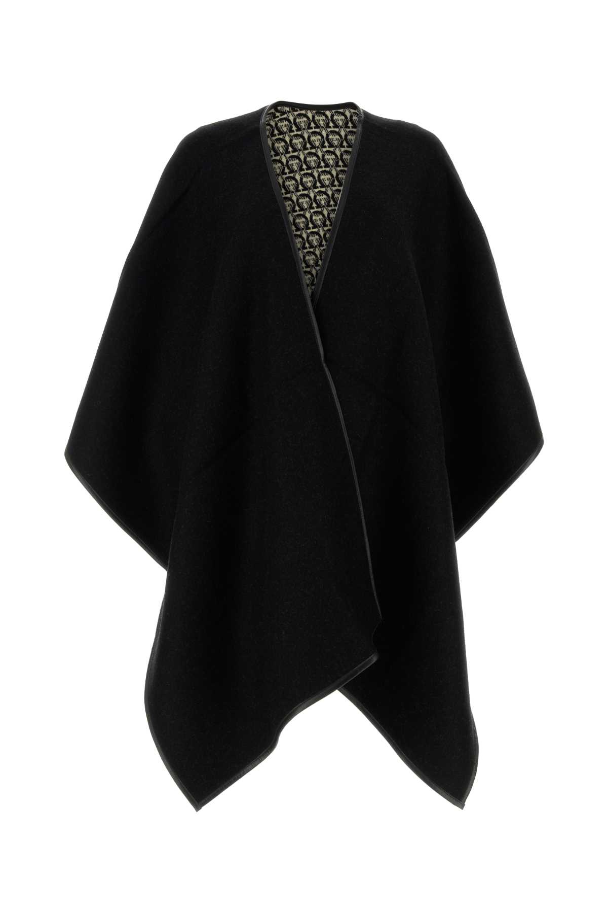 Black Wool Reversible Cape